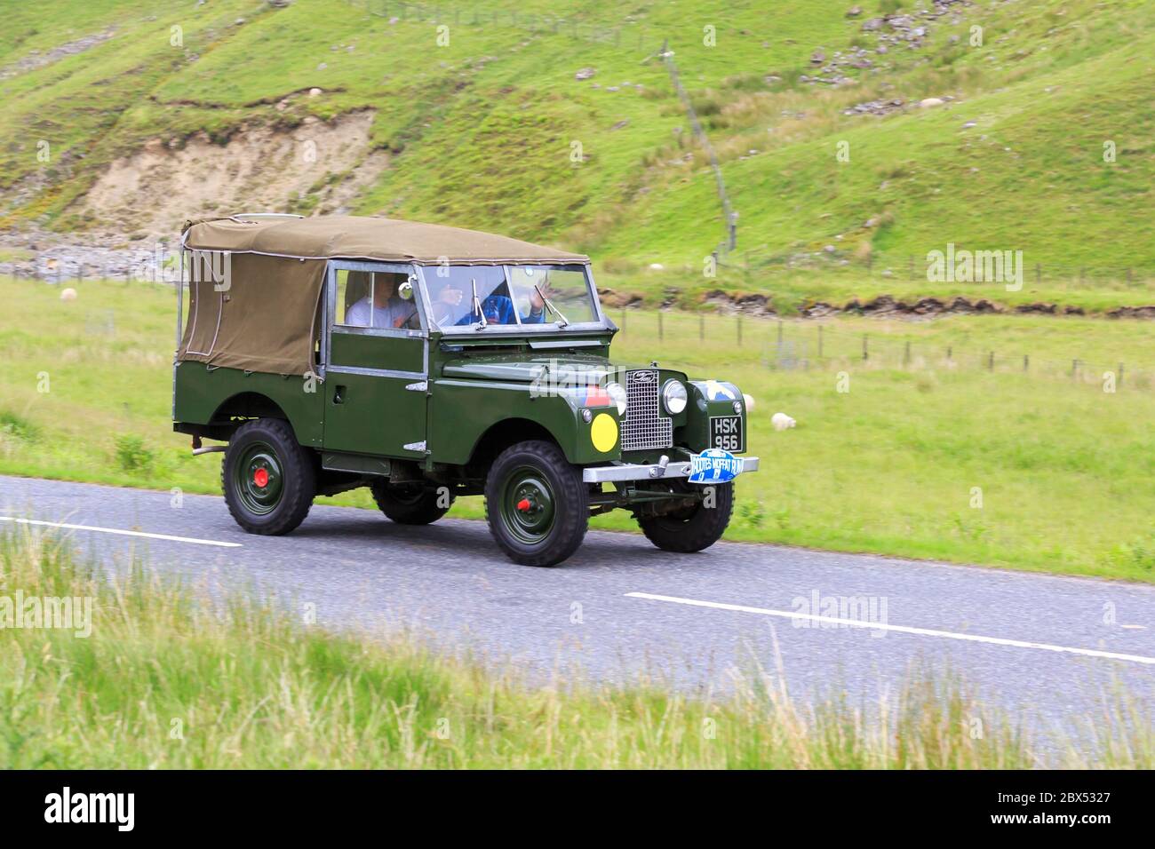 Scottish All Rover Rally MOFFAT, SCOTLAND - JUNE 29, 2019: 1950 Land Rover Series 1 4x4 in a ...