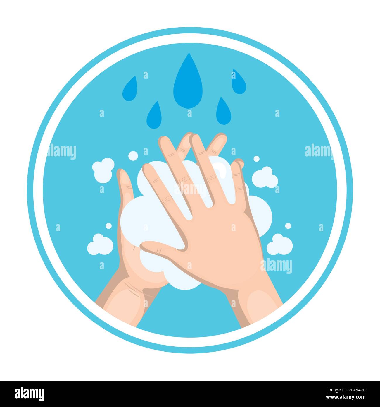 Hands washing with soap and water drops vector design Stock Vector ...