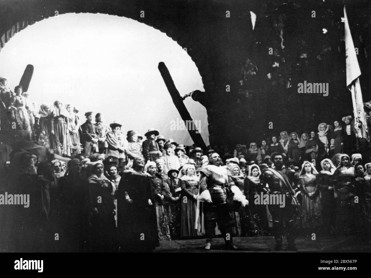 Closing photo of the opera 'Friedenstag' (Peace Day) by composer Richard Strauss at the Staatsoper 'Unter den Linden' in Berlin. Stock Photo