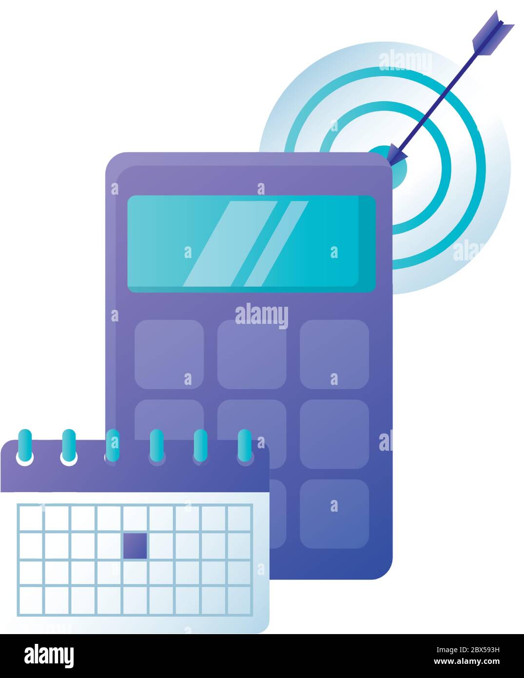 Isolated calculator target and calendar vector design Stock Vector