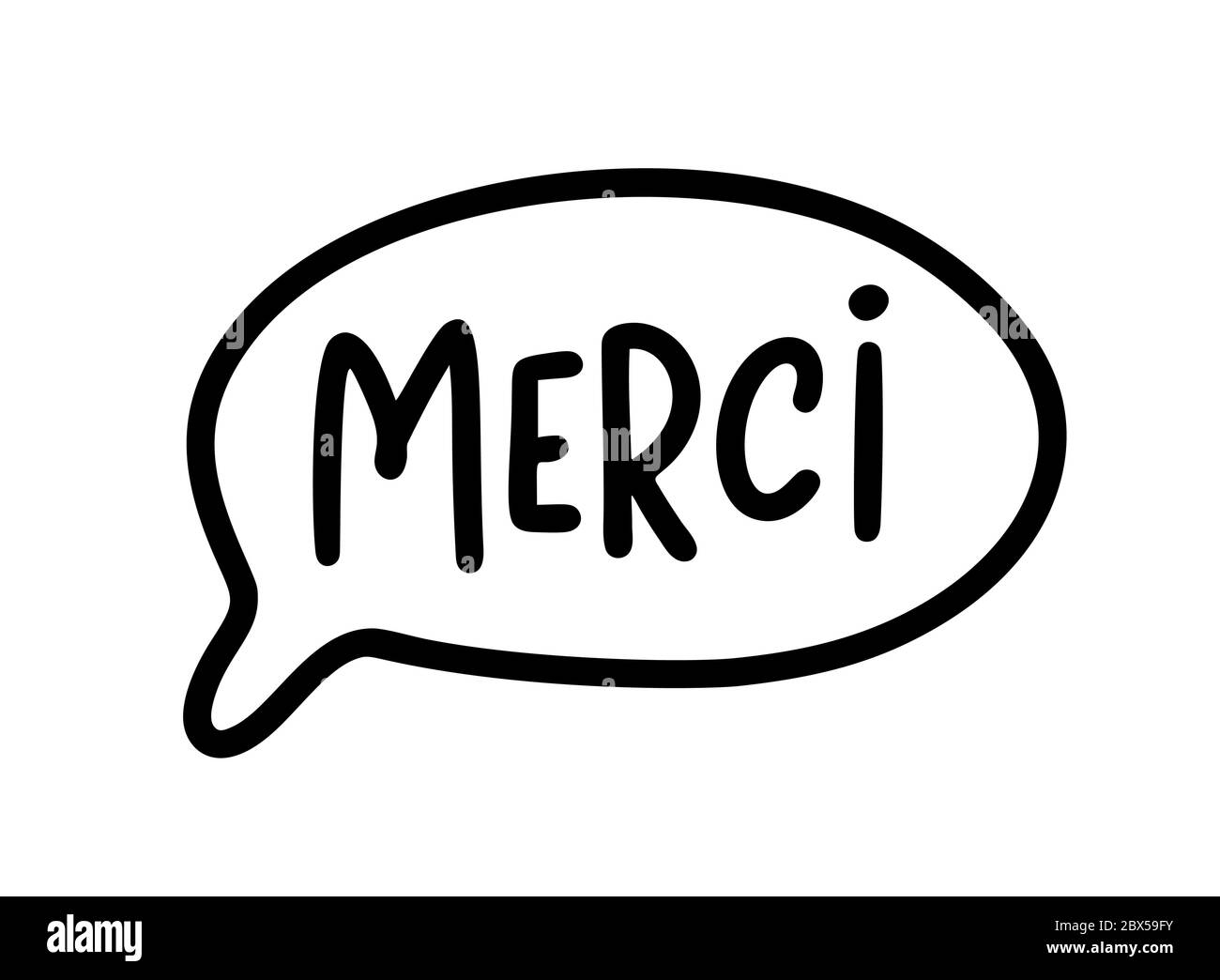 MERCI. Thank you card in french language. French quote. Vector text. Give thanks. Graphic print for Thanksgiving day. Stock Vector