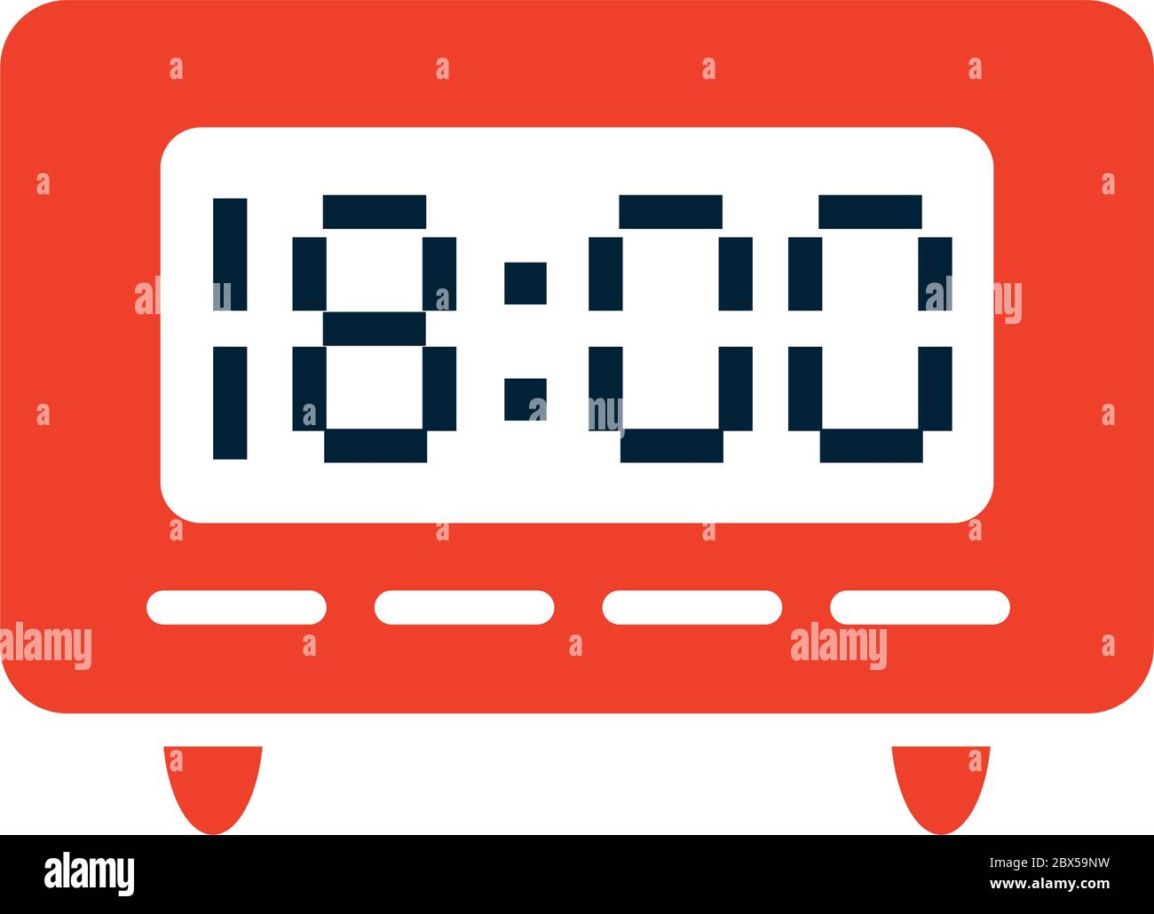 modern digital clock icon over white background, half line half color ...