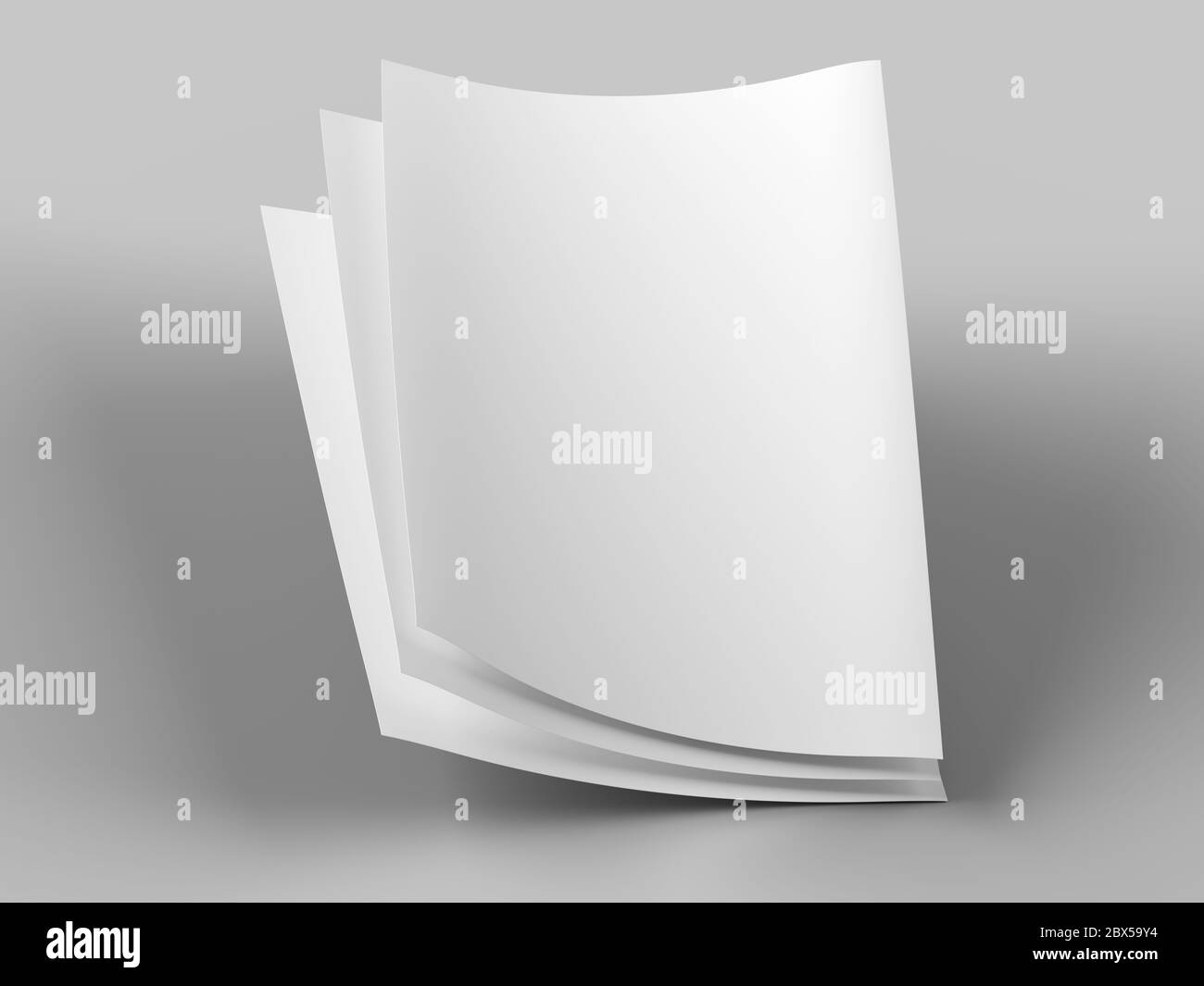 Empty paper sheets in A4 format - 3d illustration Stock Photo