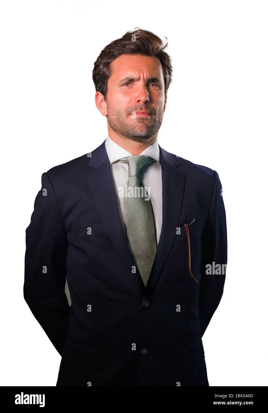 young elegant and handsome businessman in suit and tie posing for ...