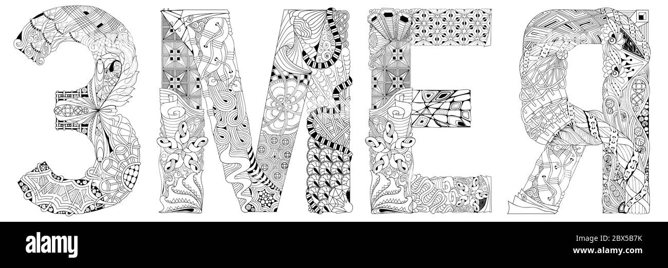 Word snake in Russian. Vector zentangle object for decoration, for coloring Stock Vector