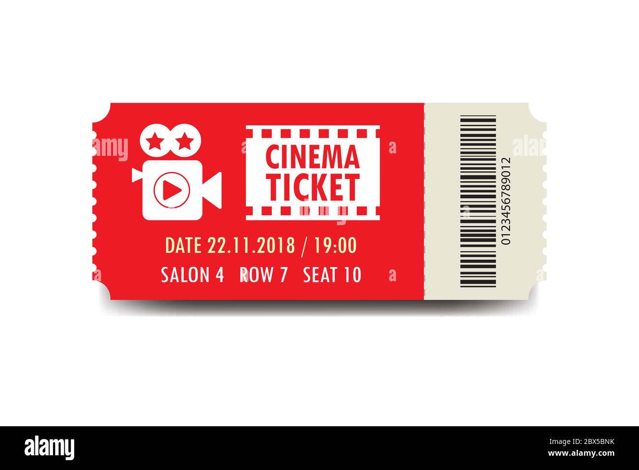 Cinema ticket template,flat vector illustration Stock Vector