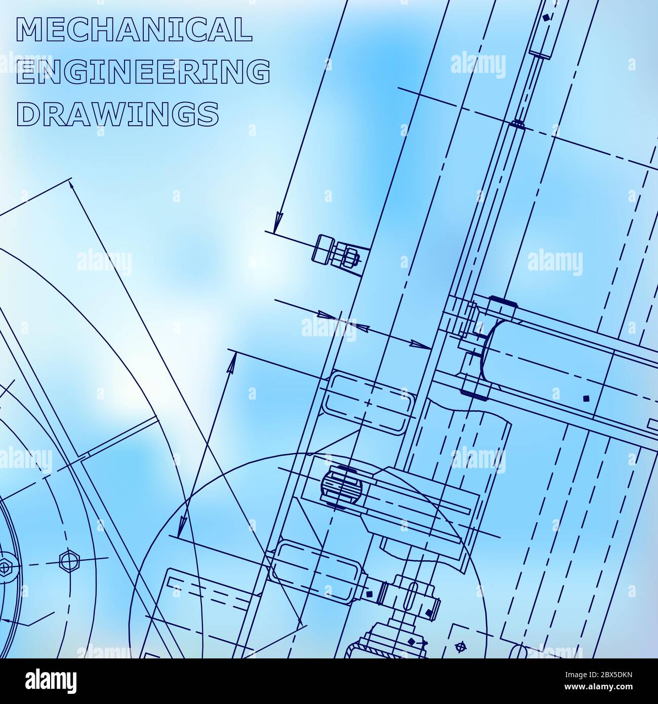 Blueprint. Vector engineering illustration. Blue background. Mechanical ...