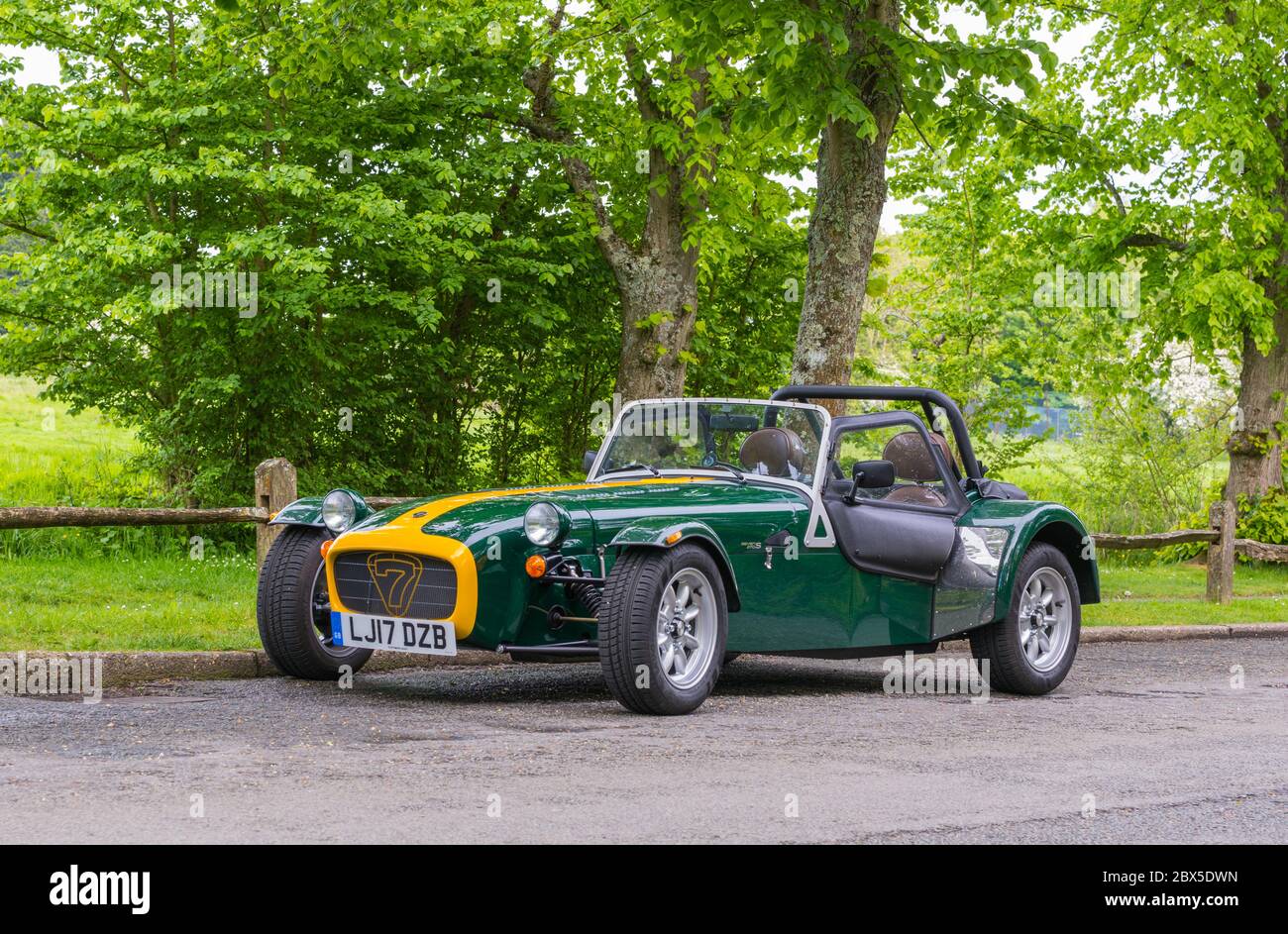 Caterham Seven 270S lightweight sports car parked in the countryside. Stock Photo