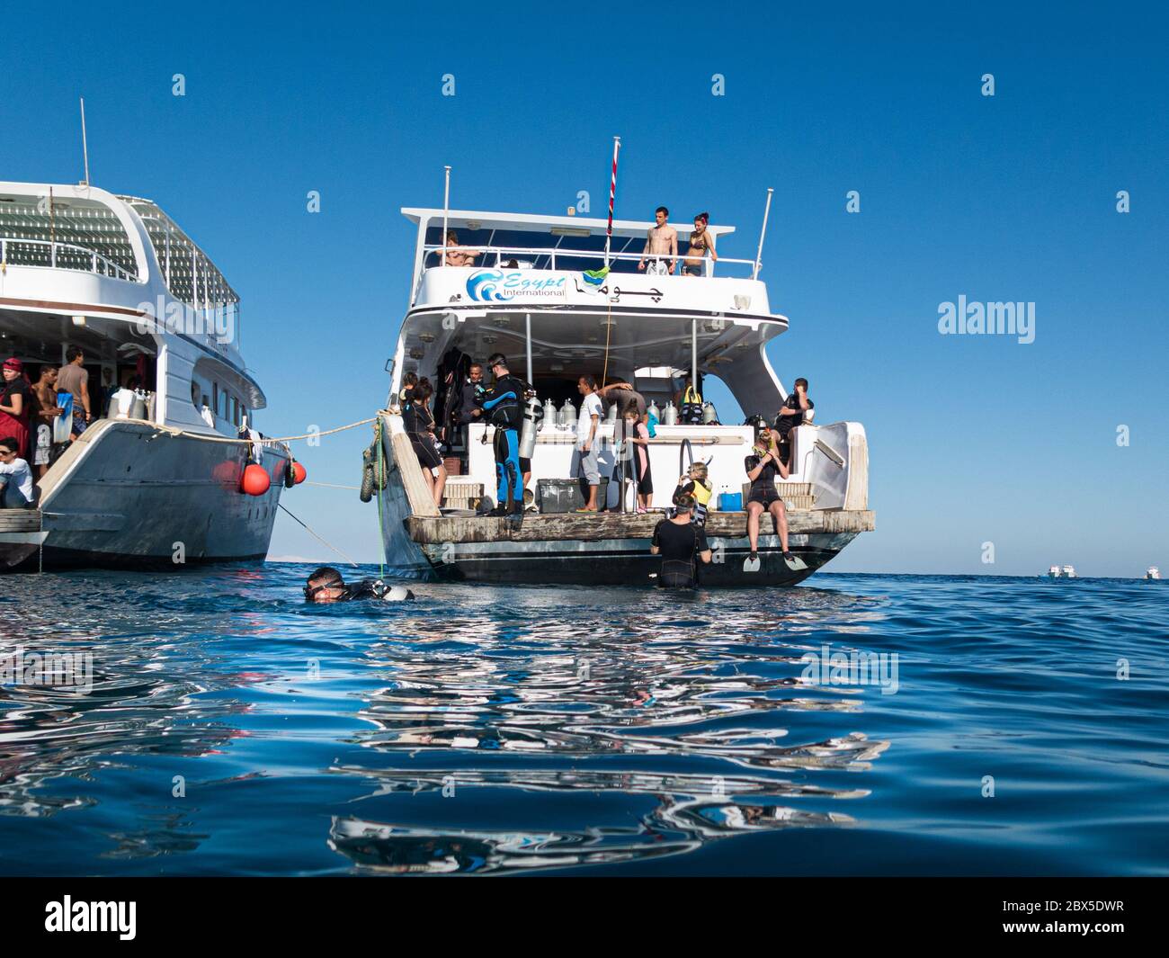 Hurghada, Egypt January 6, 2017 People enjoy a scuba dive and
