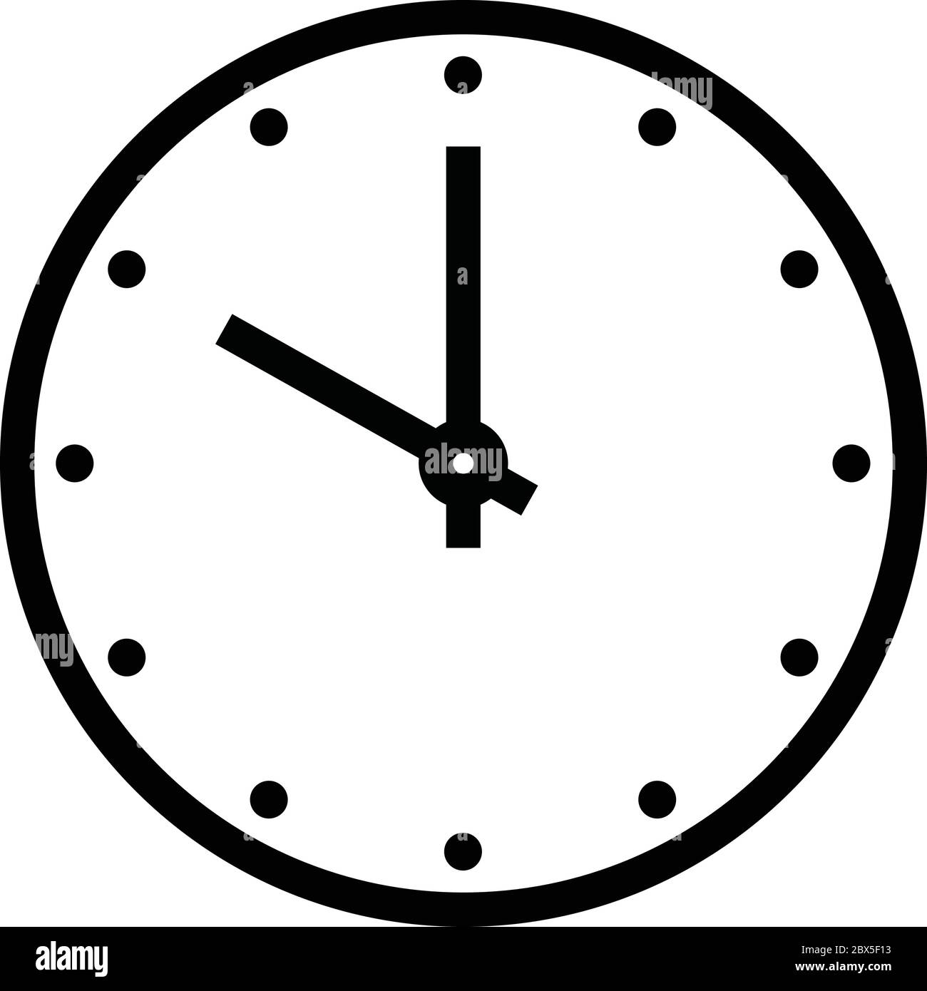 Clock face. Blank hour dial with hour and minute hand. Dots mark hours