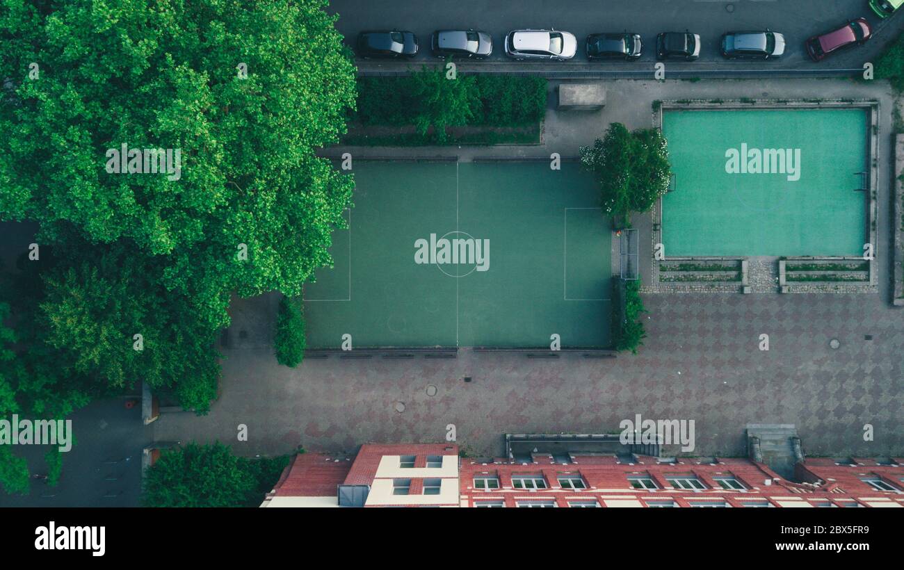Soccer field from above Stock Photo Alamy