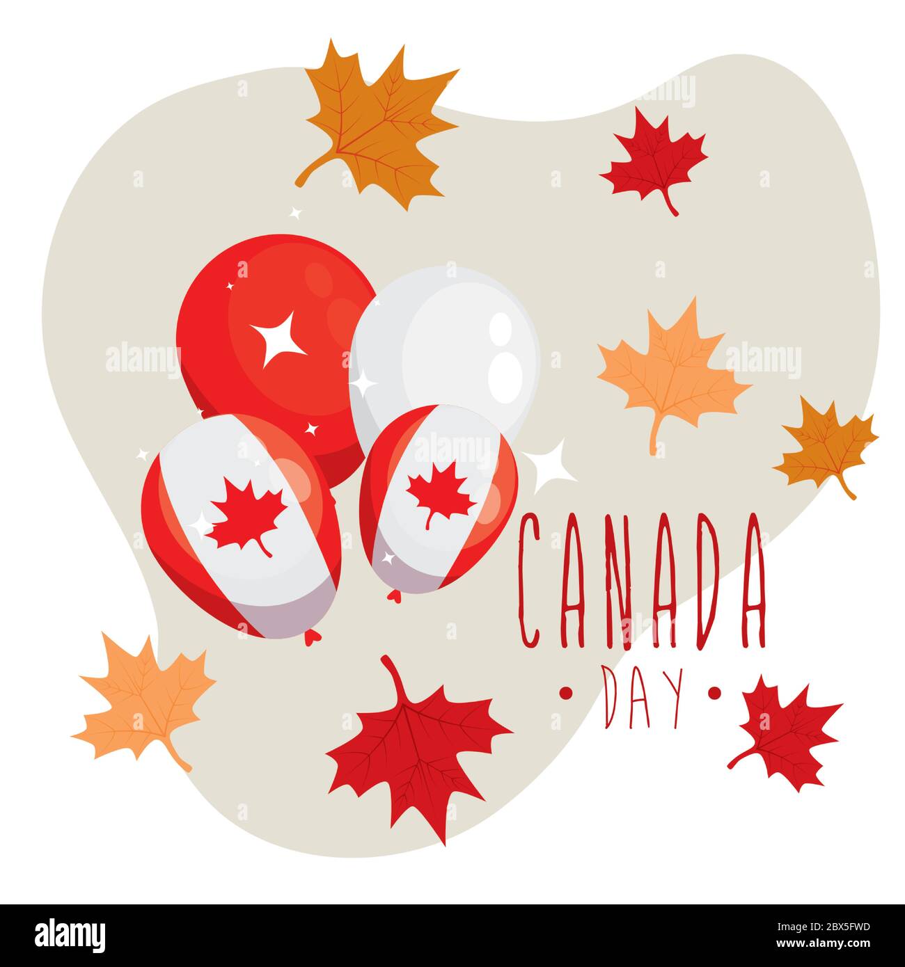 Canadian balloons and maple leaves of happy canada day vector design ...