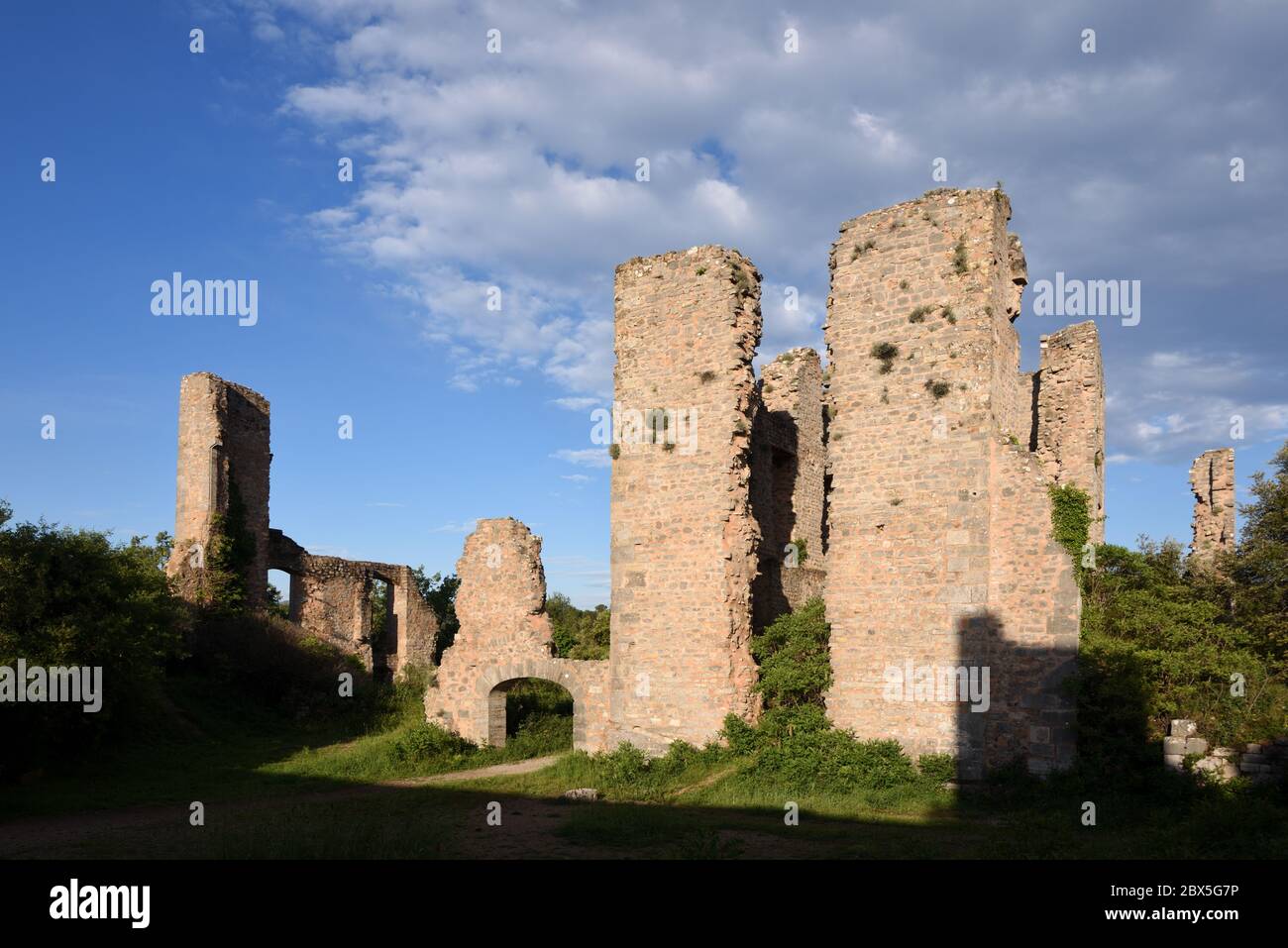 Ruined Brick Towers of the Abandoned Château de Valbelle Tourves Var Provence France Stock Photo