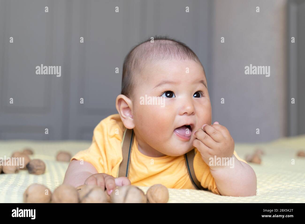 cute fat baby eating