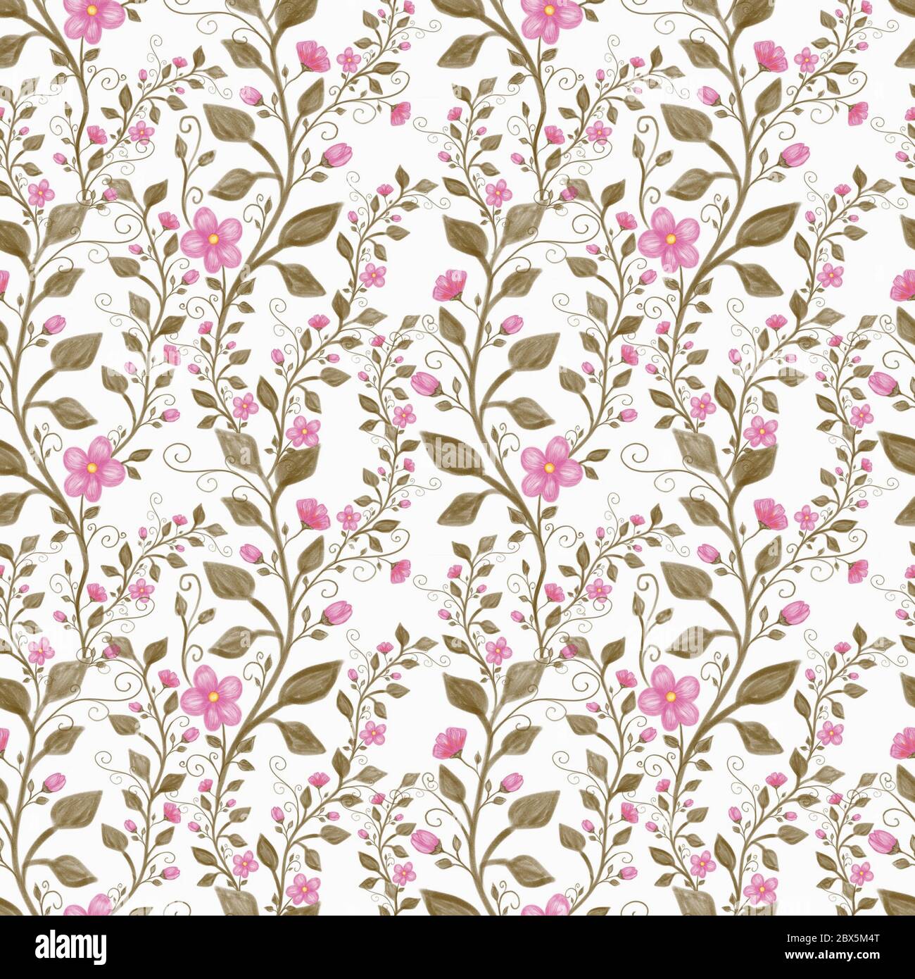 Vintage floral seamless pattern, hand drawn illustration Stock Photo ...