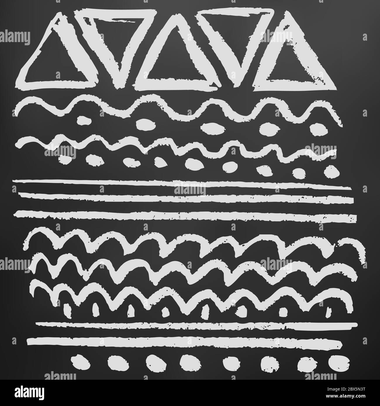 Cute children's drawing. White chalk on a black board. Doodle Sketch