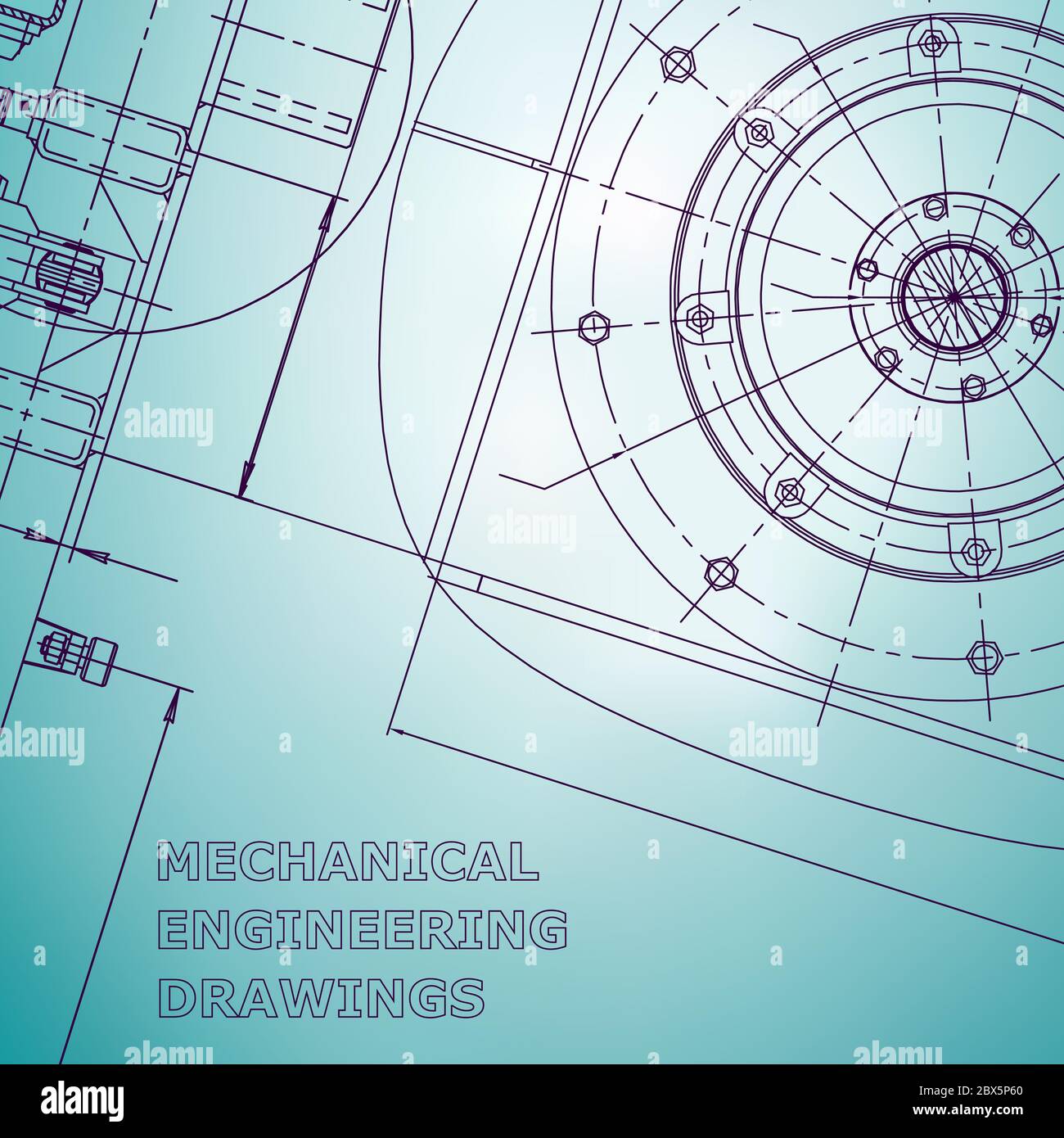 Blueprint. Vector engineering illustration. Light blue background ...