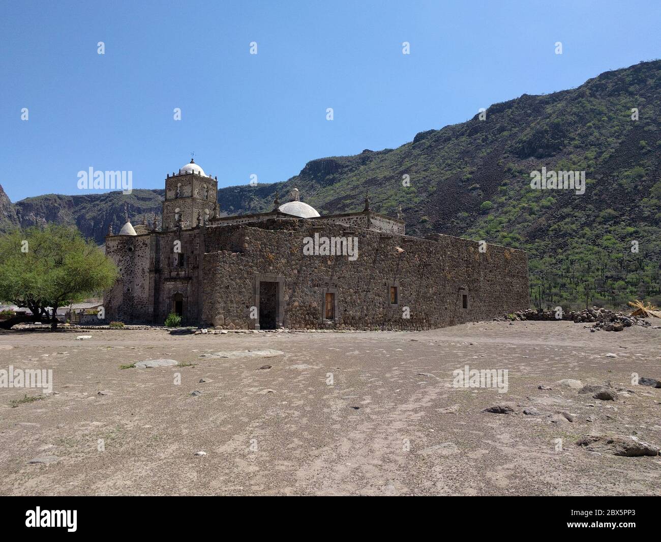 Mision San Francisco Javier, Baja California, Mexico. The old Spanish mission abandoned in 1817 but surviving as a local church still in use. Stock Photo