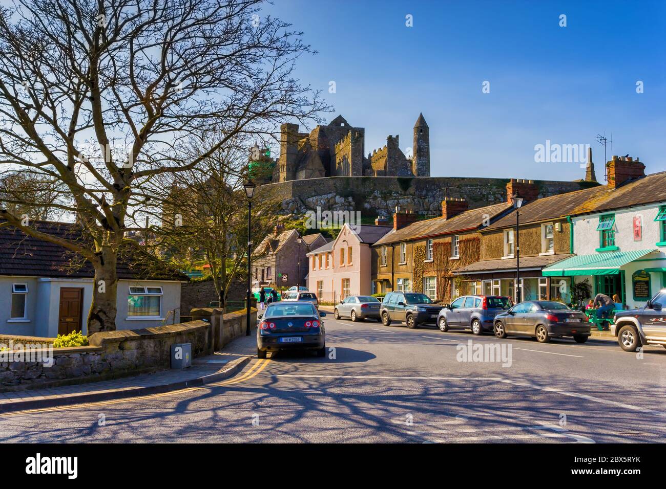 Cashel town with Rock of Cashel on a hill, County Tipperary, Ireland