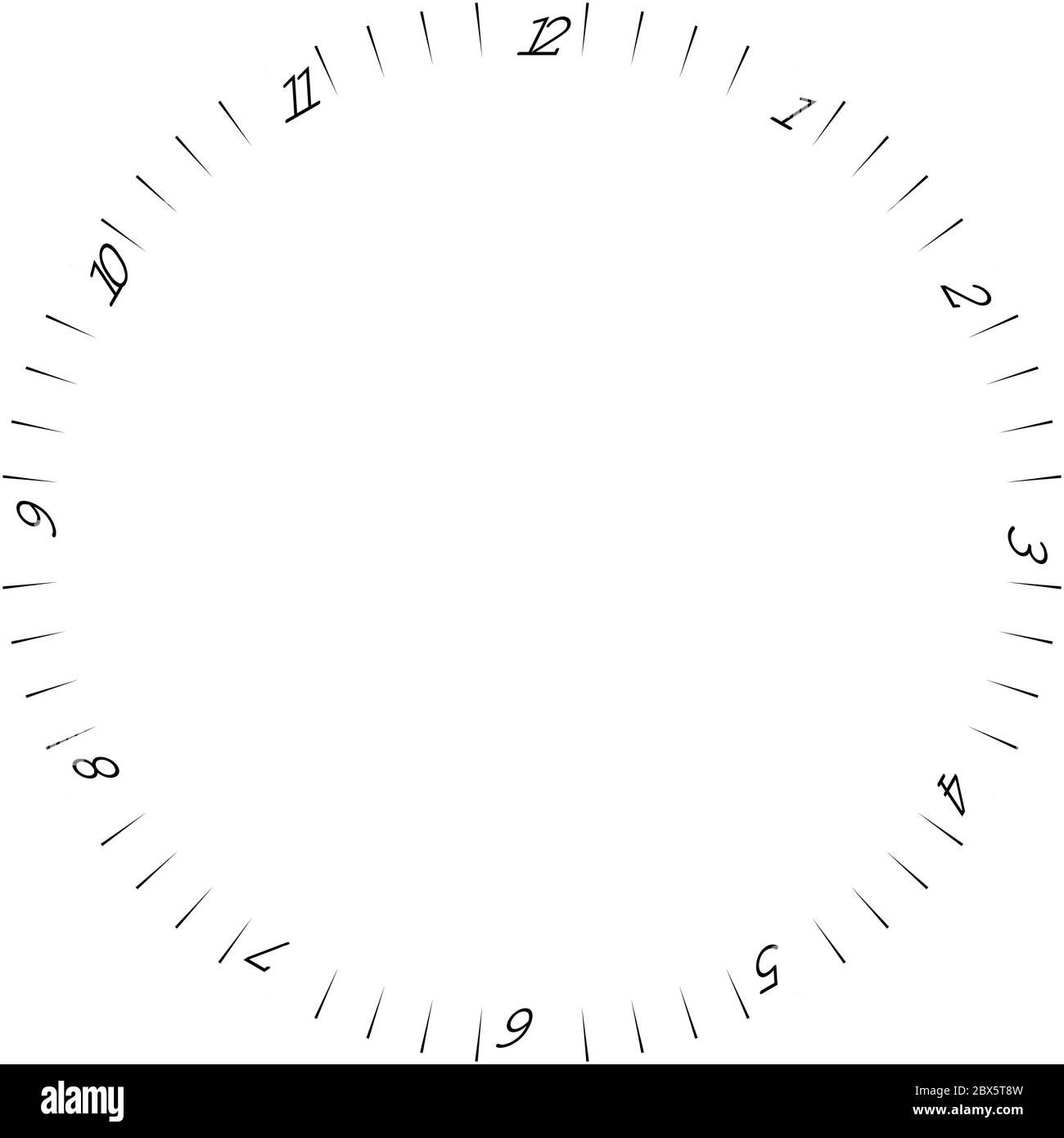 blank clock face on white background. hour dial sign. Dashes mark minutes  and hours symbol. flat style Stock Photo - Alamy