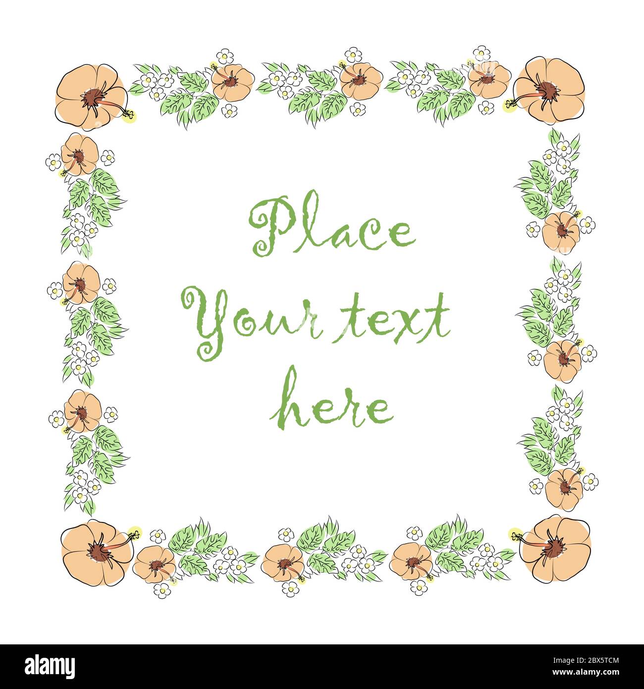 frame of flowers and leaves with a place in the center for your text on ...