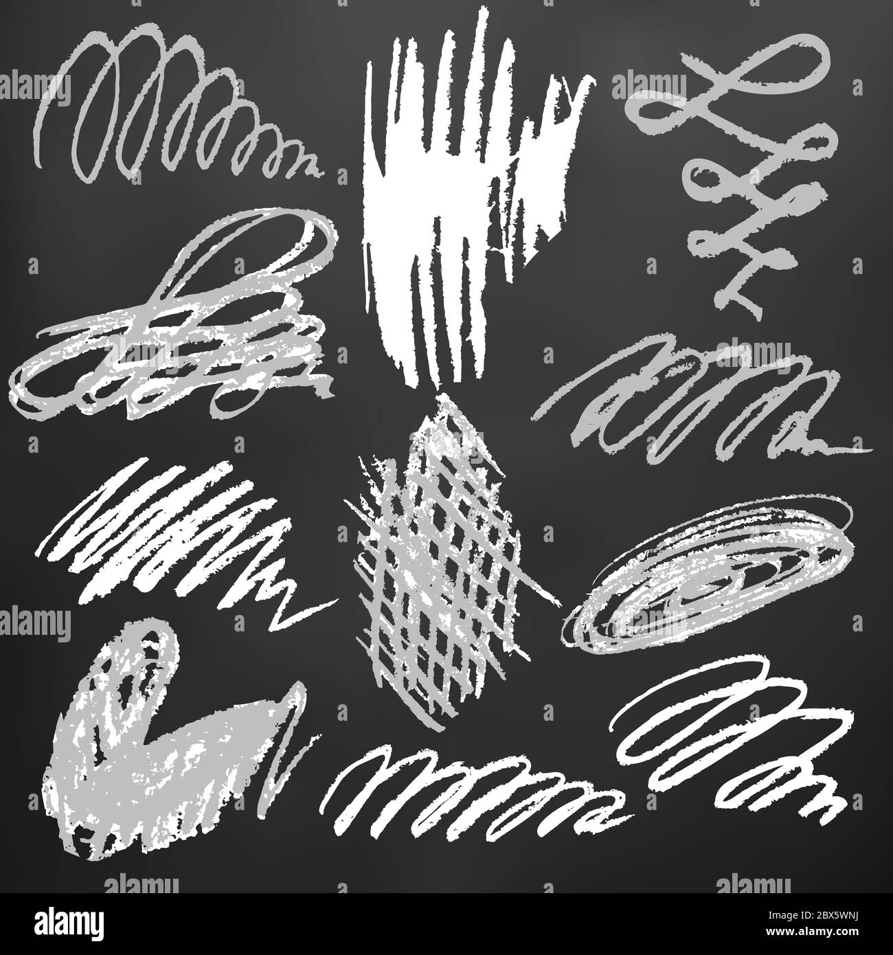 Cute children's drawing. White chalk on a black board. Doodle, sketch