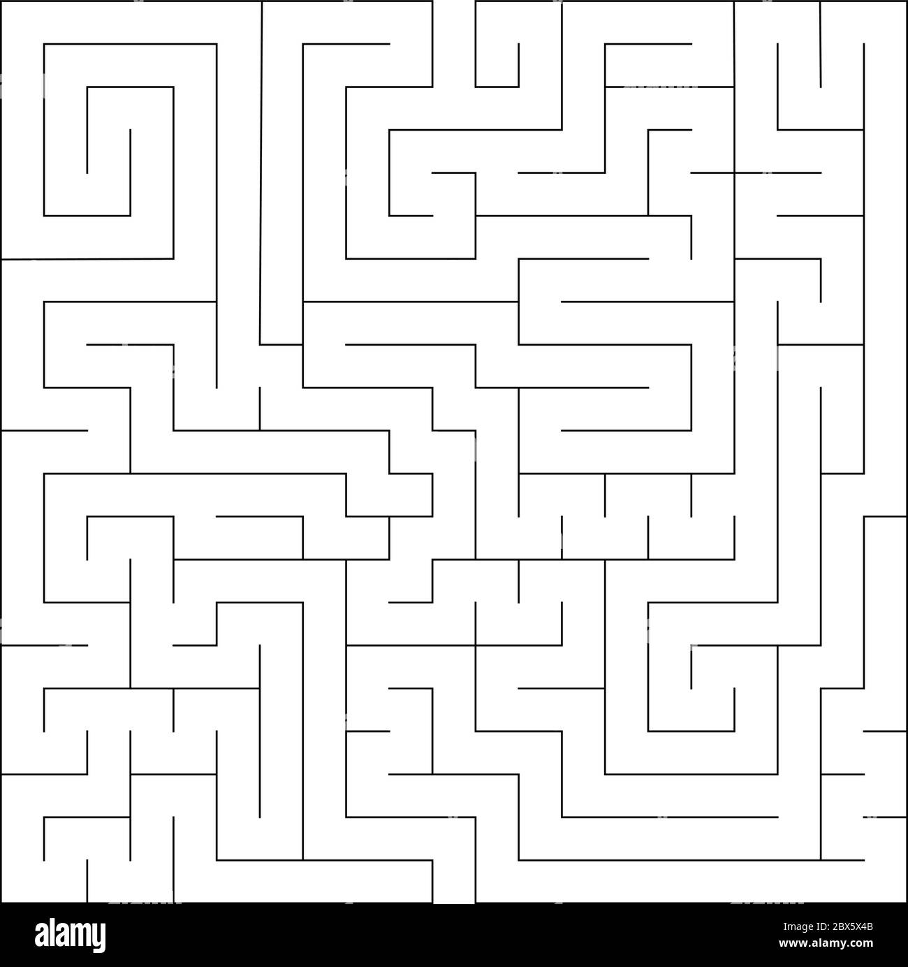 Square maze labyrinth. Black thin outline. Vector illustration Stock Vector