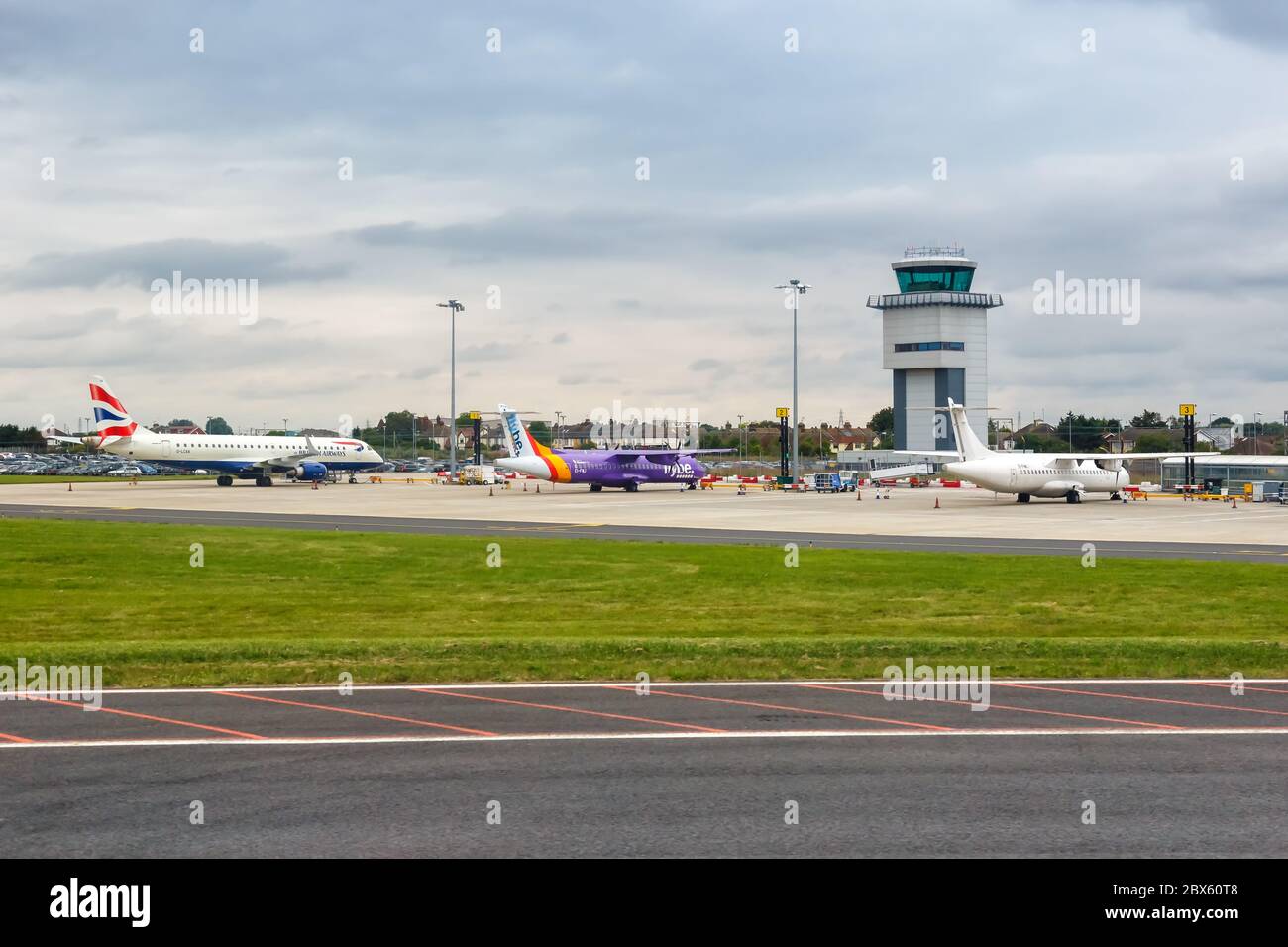 Southend, United Kingdom July 6, 2019: Airplanes at London Southend airport SEN in the United Kingdom. Stock Photo