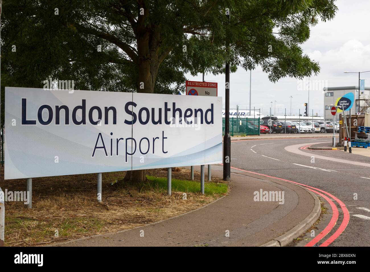 Southend, United Kingdom July 7, 2019: Sign at London Southend airport SEN in the United Kingdom. Stock Photo