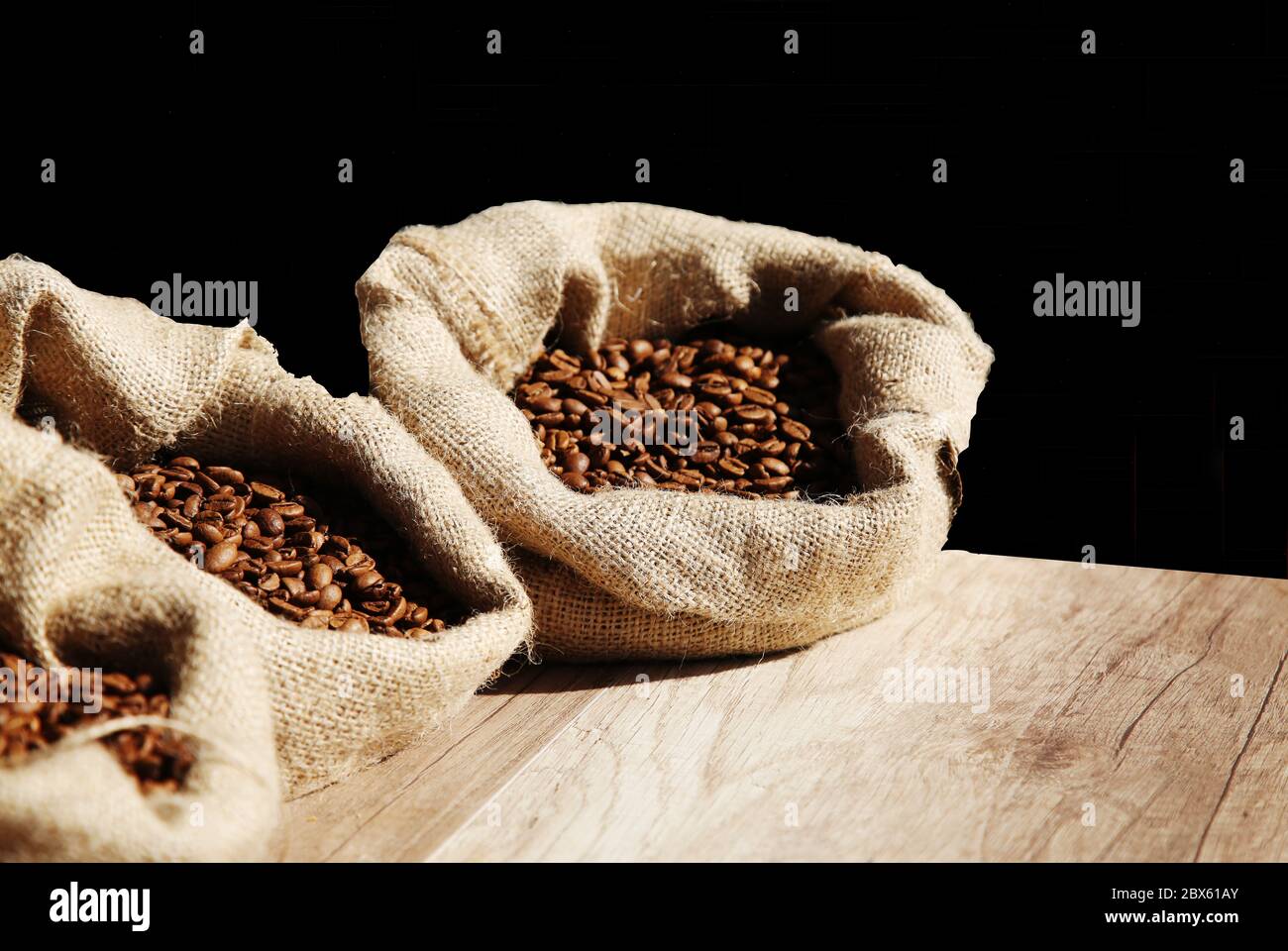 roasted coffee beans  in bag close up Stock Photo