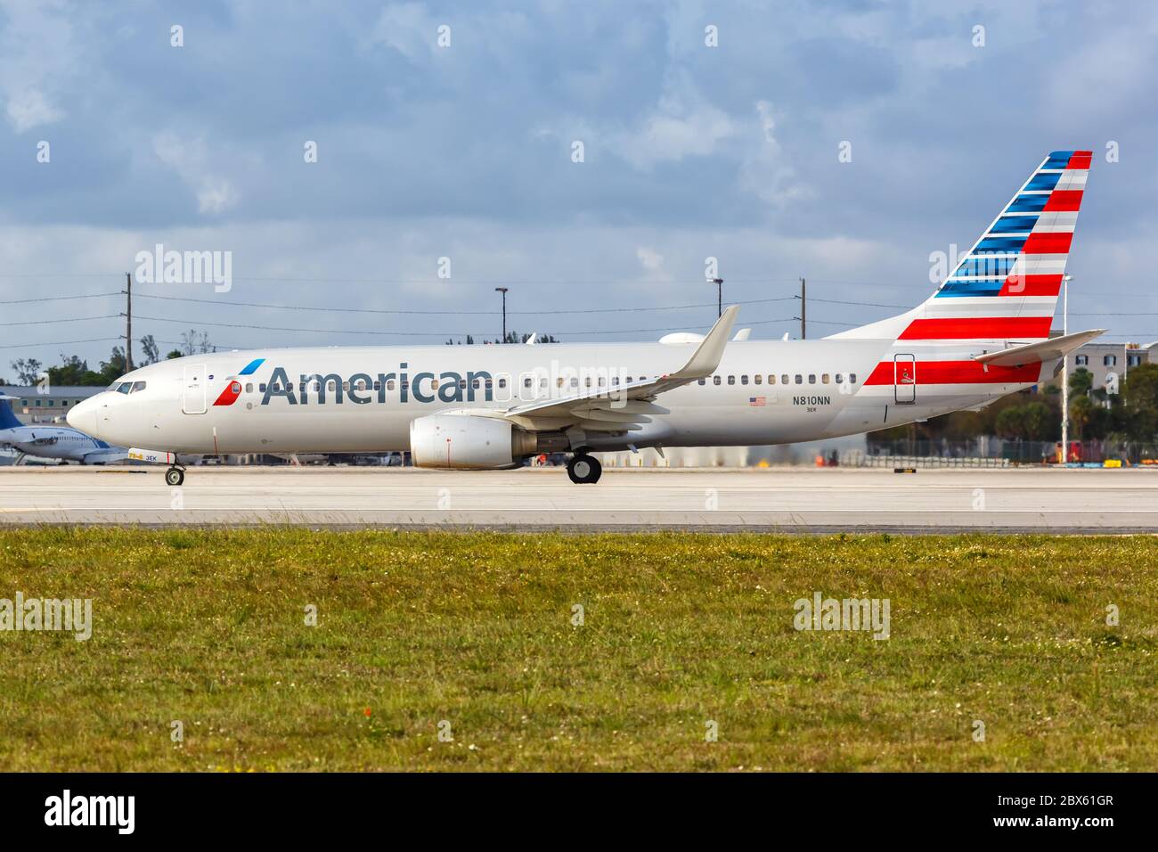 Miami, Florida April 6, 2019: American Airlines Boeing 737-800 airplane at Miami airport MIA in Florida. Boeing is an American aircraft manufacturer h Stock Photo