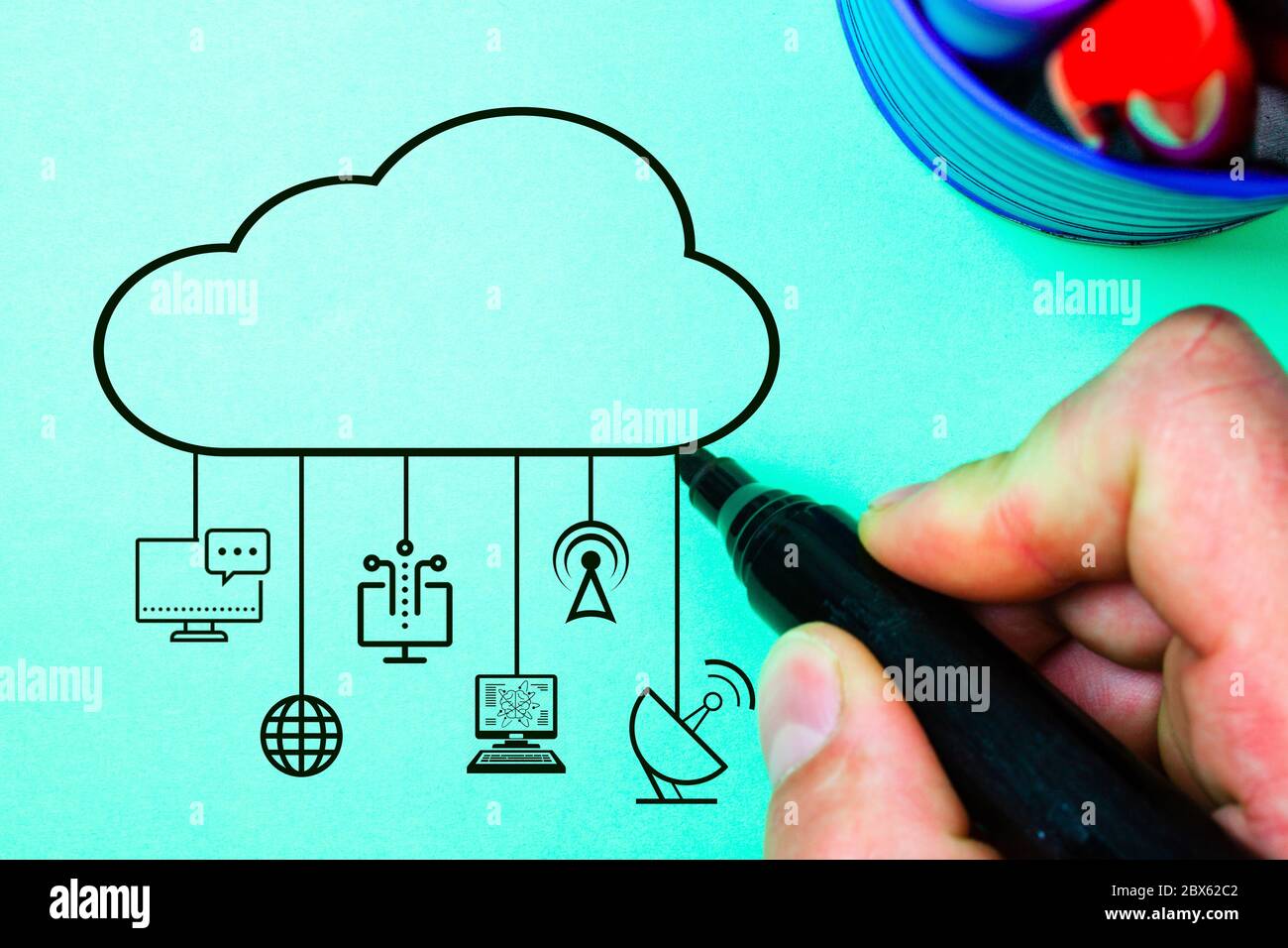 Futuristic Big Data Cloud Computing Diagram Network Storage Technology ...