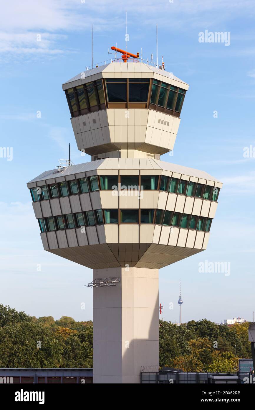Berlin, Germany September 11, 2018: Tower at Berlin-Tegel airport TXL in Germany. Stock Photo