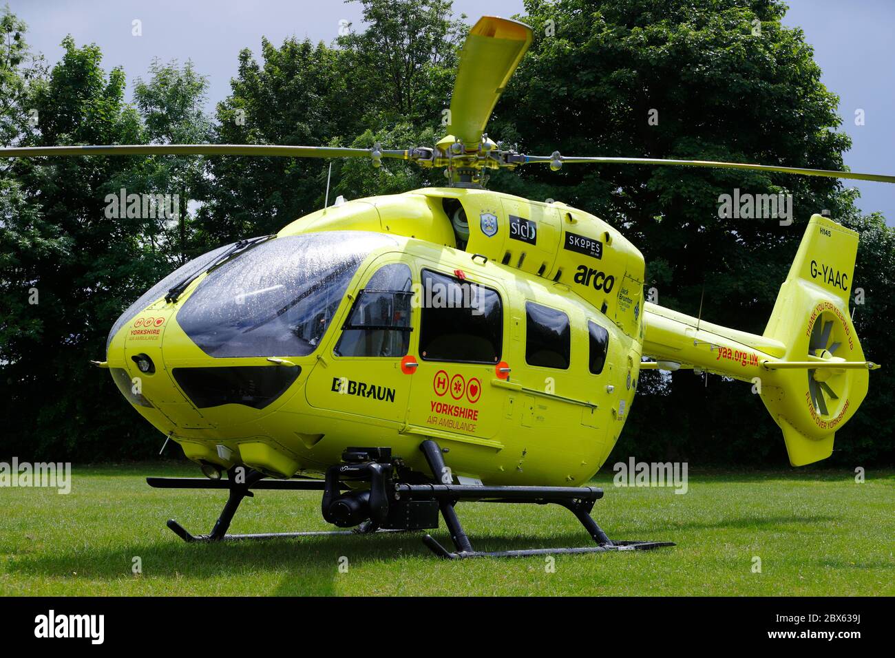 The Yorkshire Air Ambulance Airbus H145 helicopter tail number G-YAAC ...