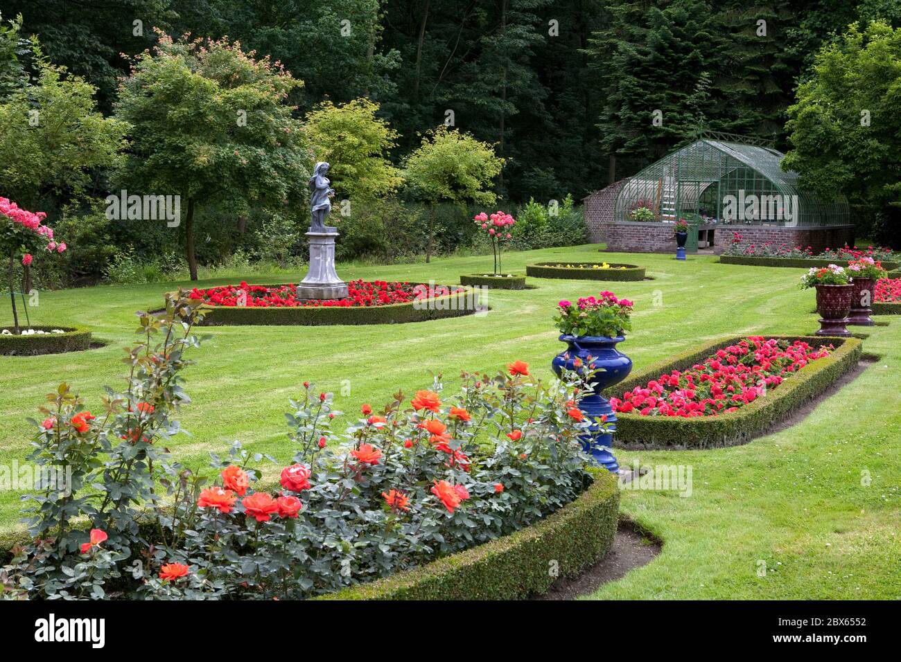 Rose Garden of Chateau de Ooidonk. Stock Photo
