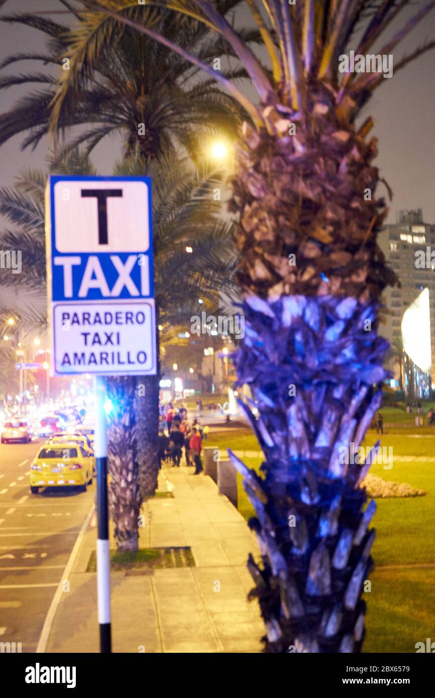 Taxi sign of Lima district Stock Photo