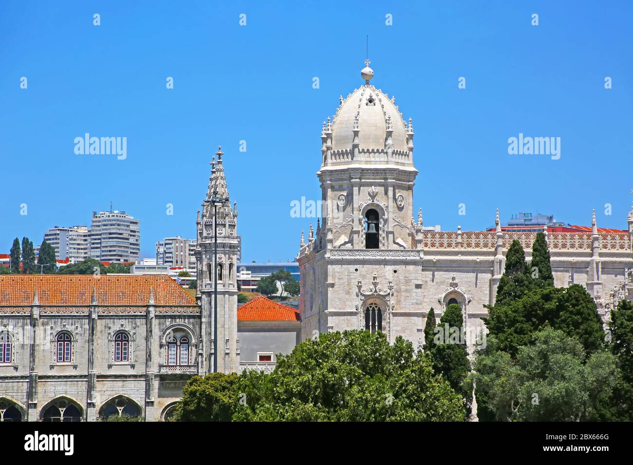 Jeronimos Monastery or Hieronymites Monastery, a former monastery of the Order of Saint Jerome near the Tagus river, parish of Belem, Lisbon, Portugal Stock Photo