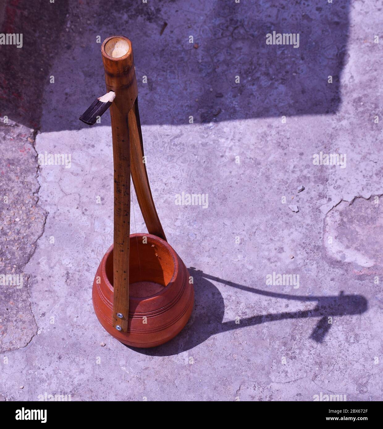 Ektara traditonal folk instrument of Bengal used by folk singers called as Baul. One string instrument. Indian Folk Instrument Stock Photo