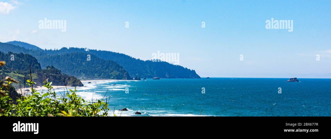 Banner panorama of the Oregon Coast Stock Photo
