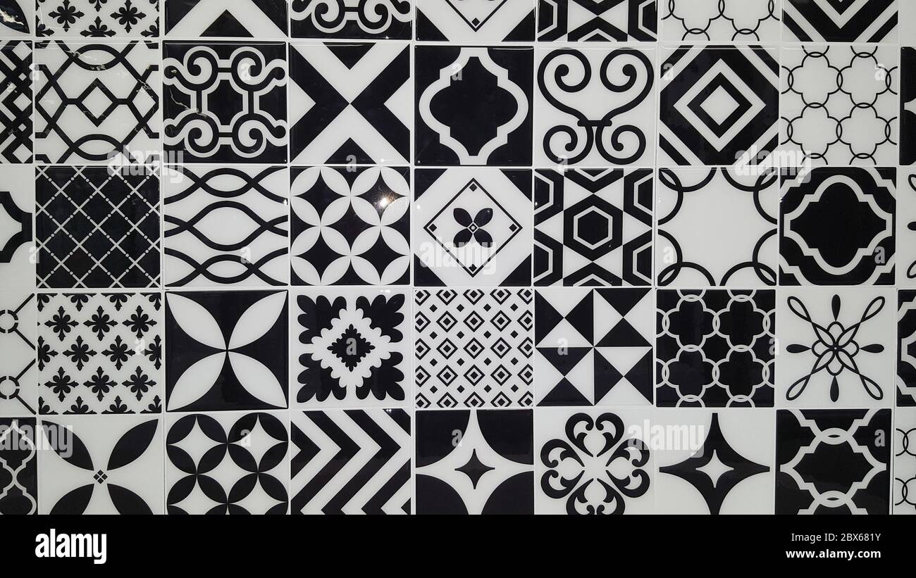 Black and white vintage Tiles Bundle on floor Stock Photo Alamy