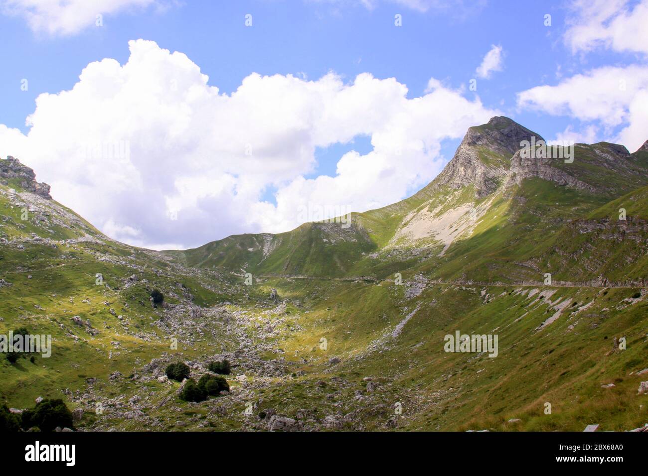 Durmitor Ring road panorama in Montenegro national park. Scenic