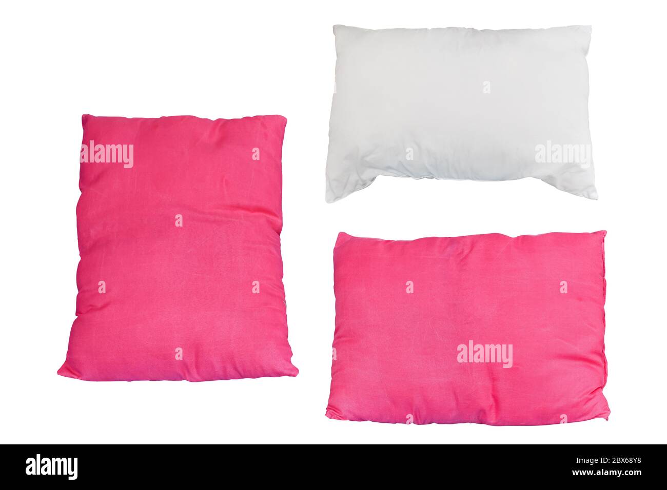 Three pillow isolated on white background. Object with clipping path. Stock Photo