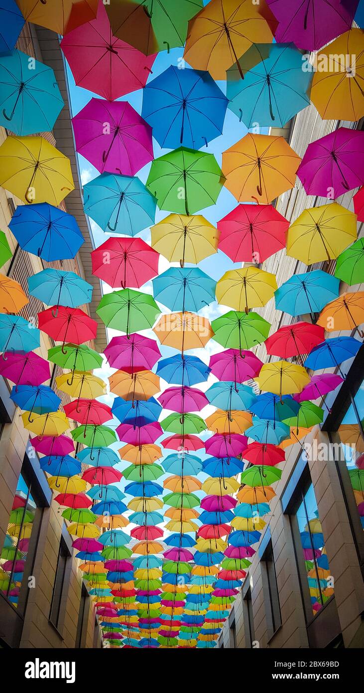Coloured umbrella street art hires stock photography and images Alamy