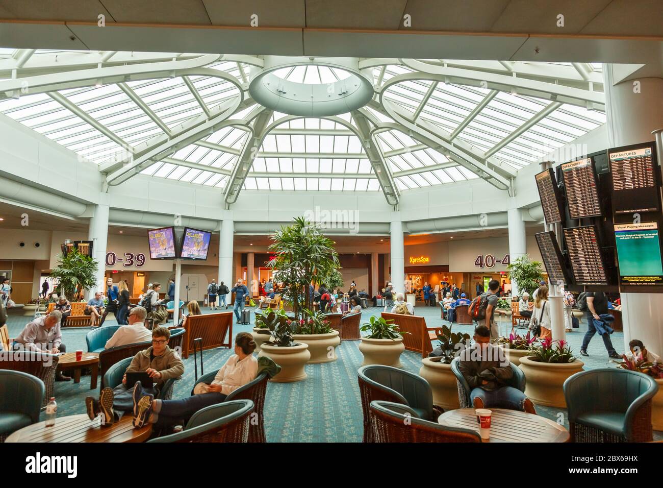 Orlando, Florida - April 7, 2019: Terminal building of Orlando International airport (MCO) in Florida. Stock Photo