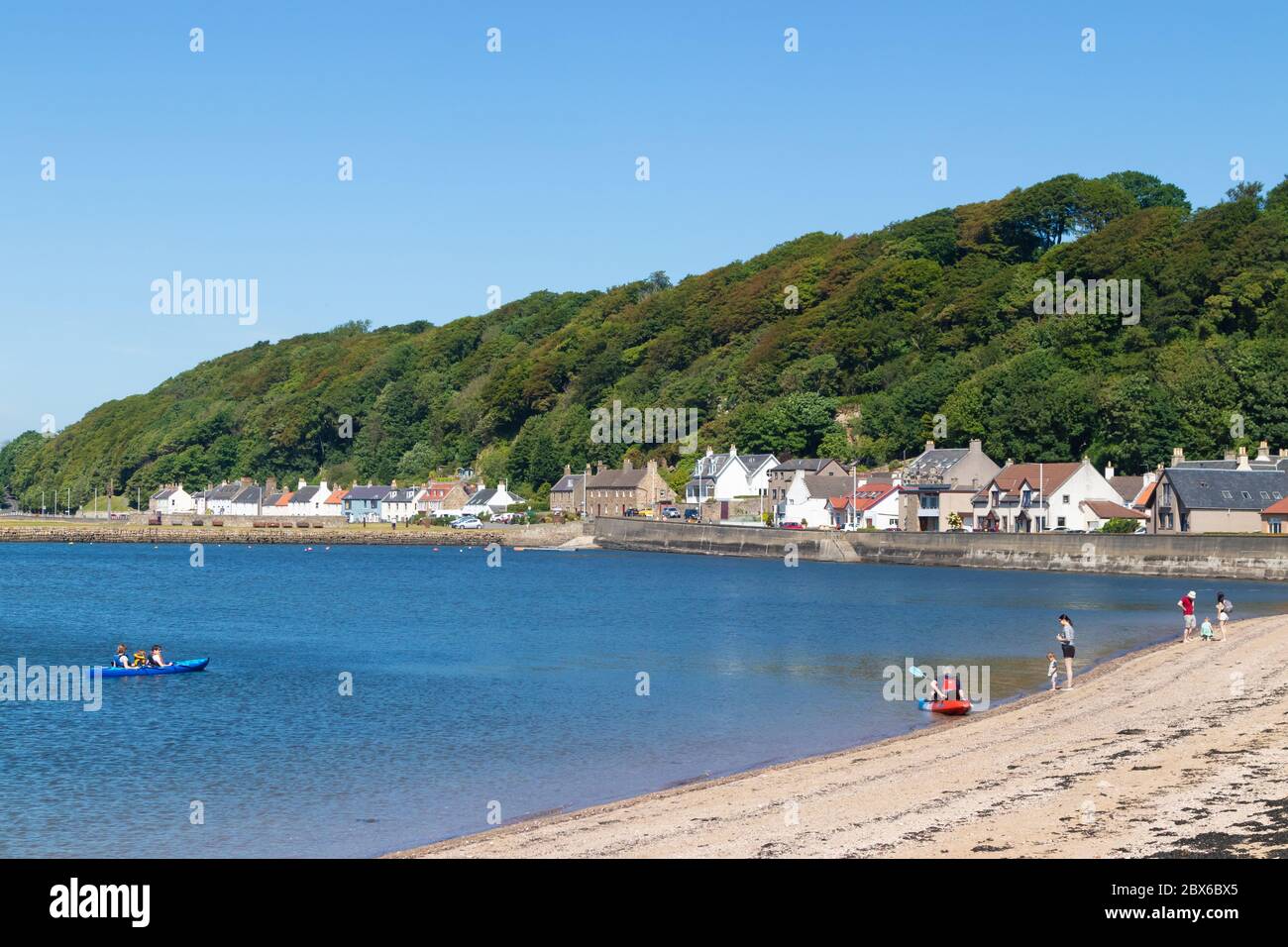 A summer day in The seaside village of Limekilns on the Firth of Forth, Fife, Scotland. Stock Photo