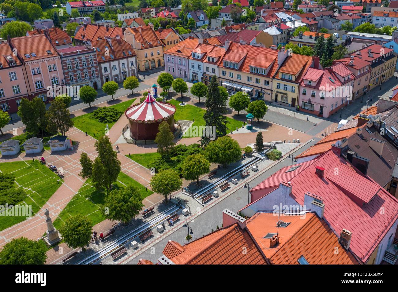 Aerial view of central square in Zory. Upper Silesia. Poland. Stock Photo