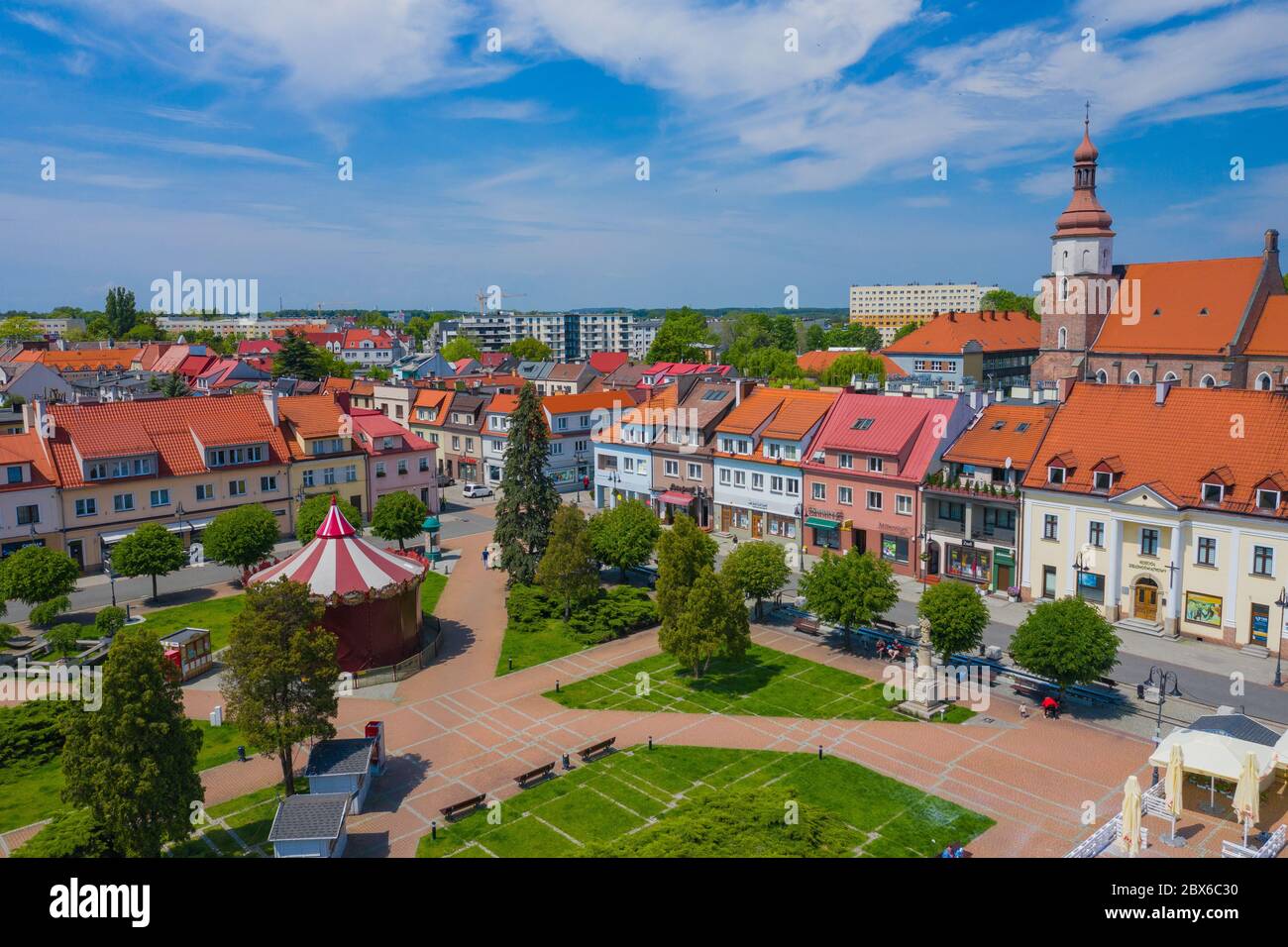 Aerial view of central square in Zory. Upper Silesia. Poland. Stock Photo