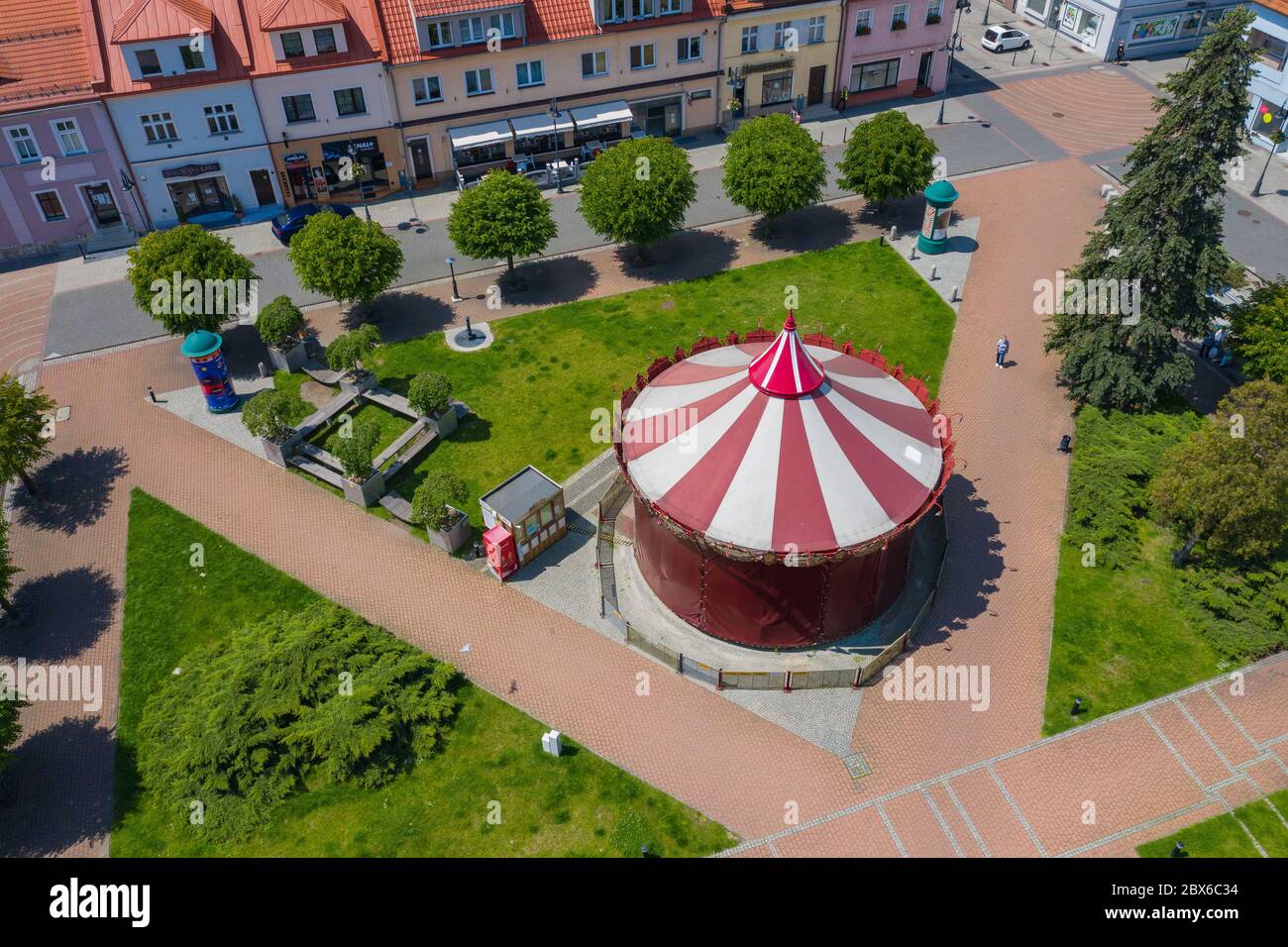 Aerial view of central square in Zory. Upper Silesia. Poland. Stock Photo