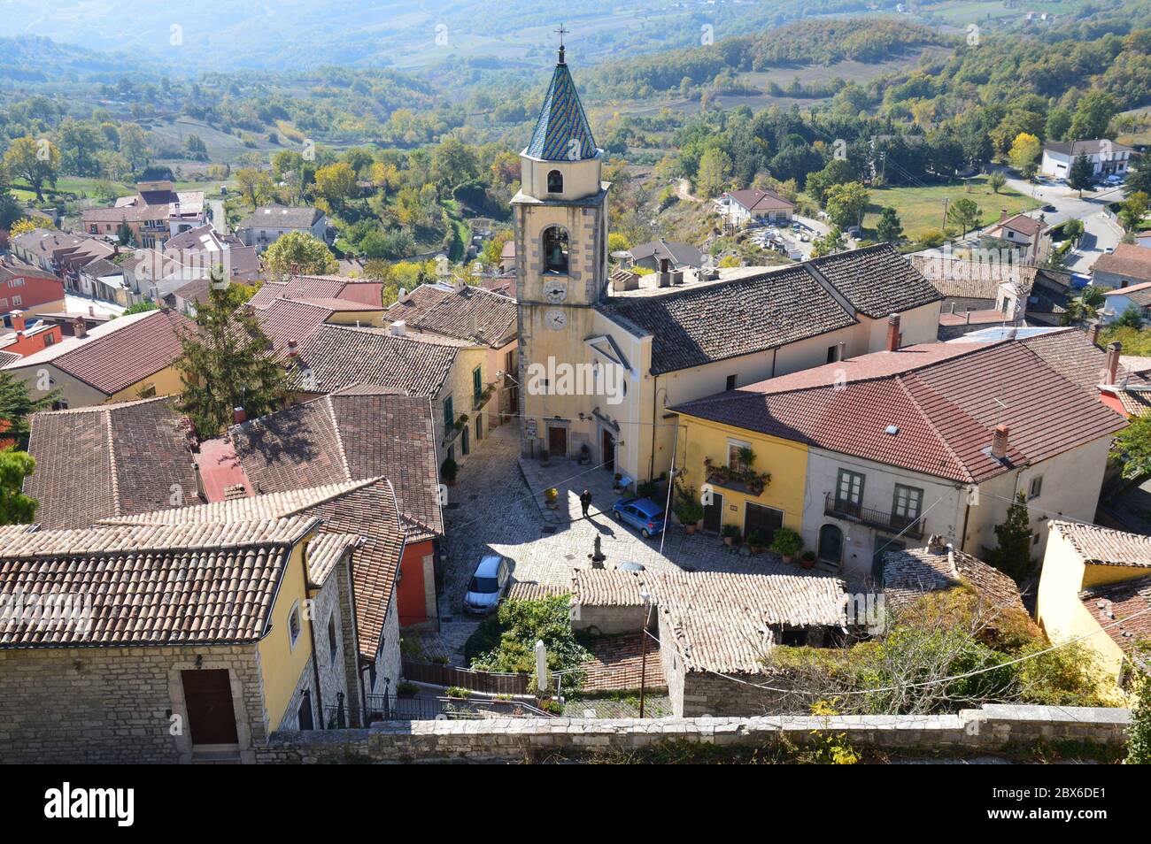 Panoramic view from the medieval town of San Marco dei Cavoti in the Campania region. Stock Photo