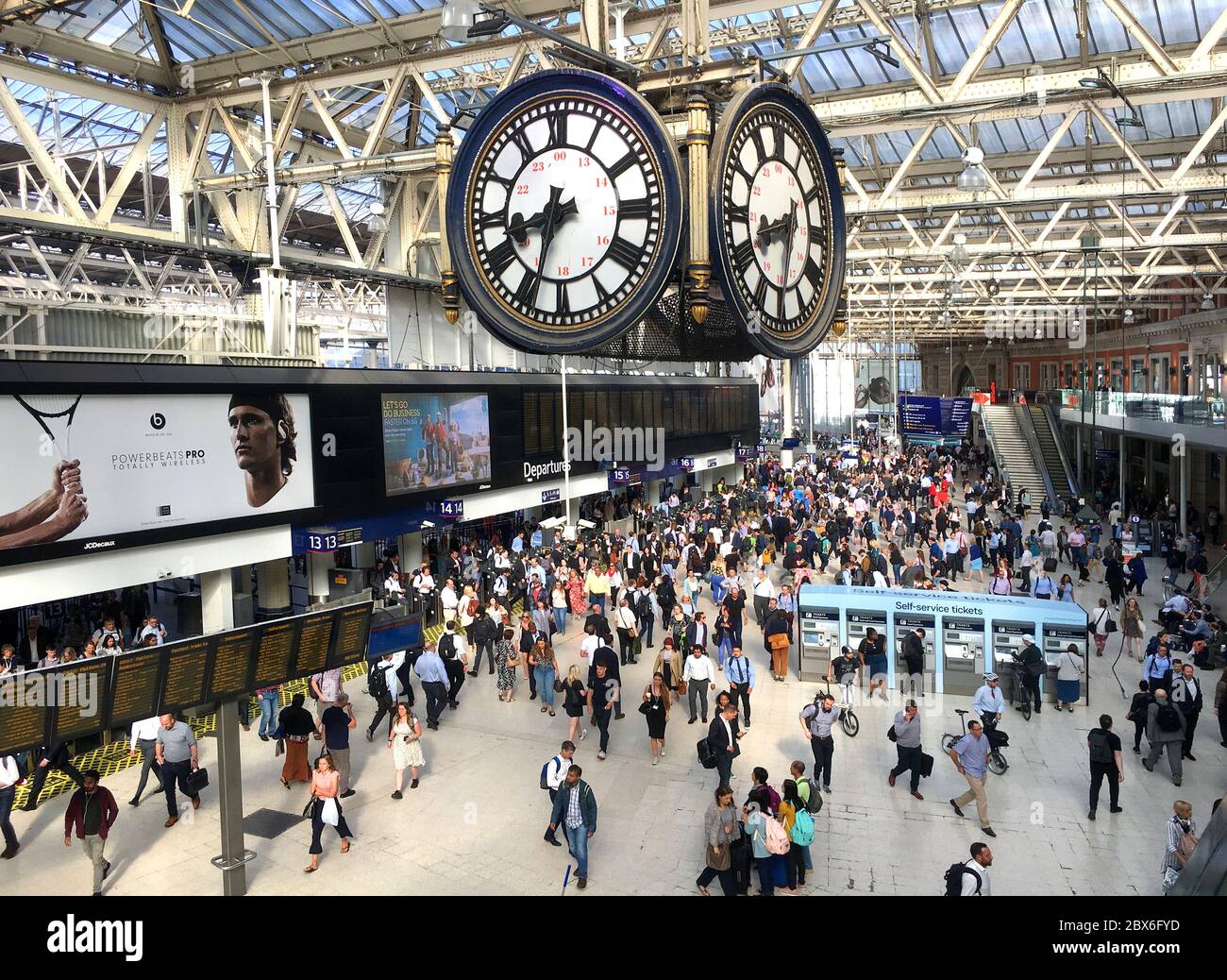 Waterloo Station in London, England. A terminus for railway trains from